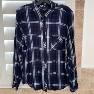 Rails Hunter shirt in navy with almond tinsel